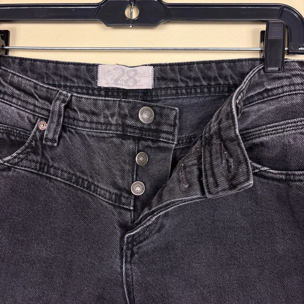 FREE PEOPLE We The Free Yoke Straight Leg Jeans Washed Black Women Size 28 Denim